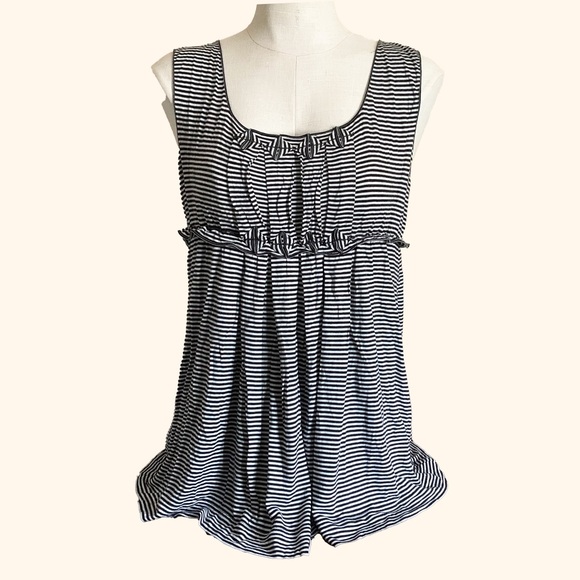 Max Studio Black and White Striped Tank Sz LG - Picture 1 of 5